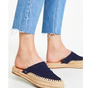 Sam Edelman Austin Navy Blue Suede Espadrille Mules Slides Sandals 9.5